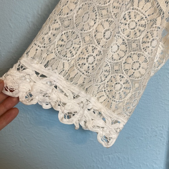 In Bloom by Jonquil Womens Size M/L White Lace Open Front Kimono Cover Up Robe - Picture 3 of 13